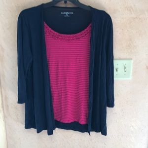 Pink & Navy Blue cardigan set